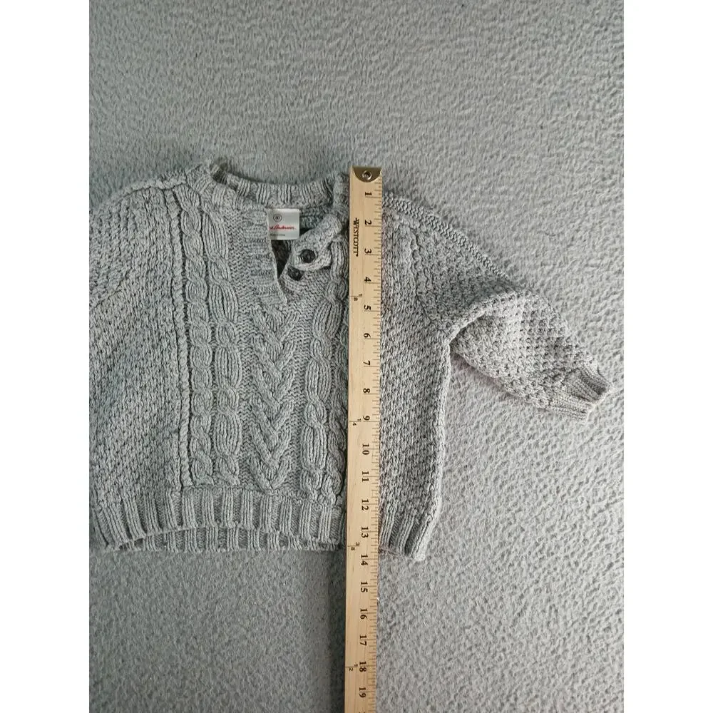Hanna Andersson Sweater 80 US 18-24 Months Gray Knit Nordic Wool Blend Pullover